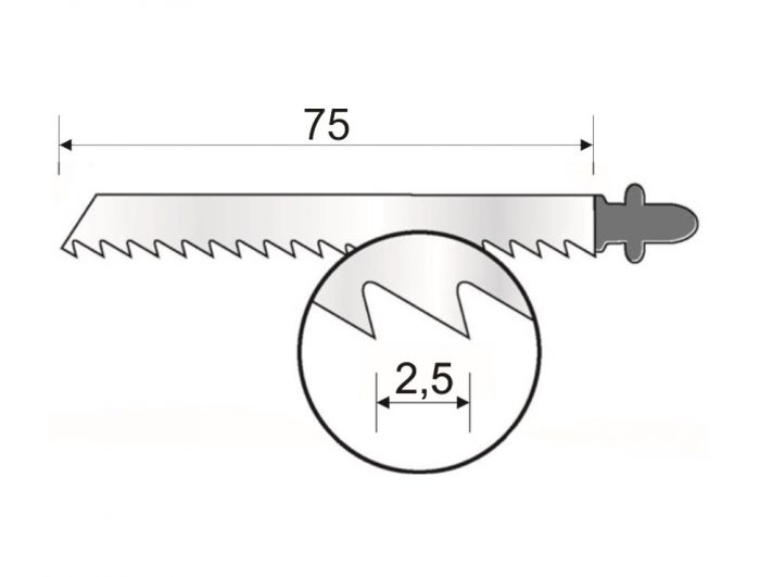 Rezilo za vbodno žago – 75 mm – za rezanje navzdol
