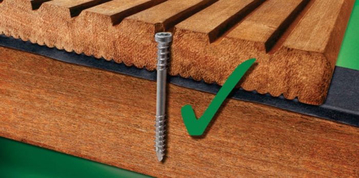 Vijak za lesene terase - primer uporabe