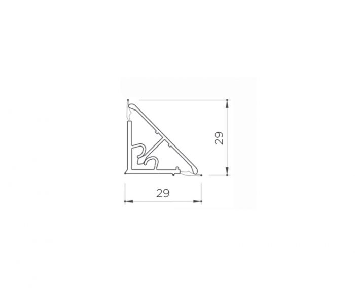 Zaključna letev za delovno ploščo – trikotna – rebrasta