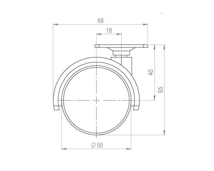 Vrtljivo kolo s ploščico – premer 50 mm – višina 65 mm
