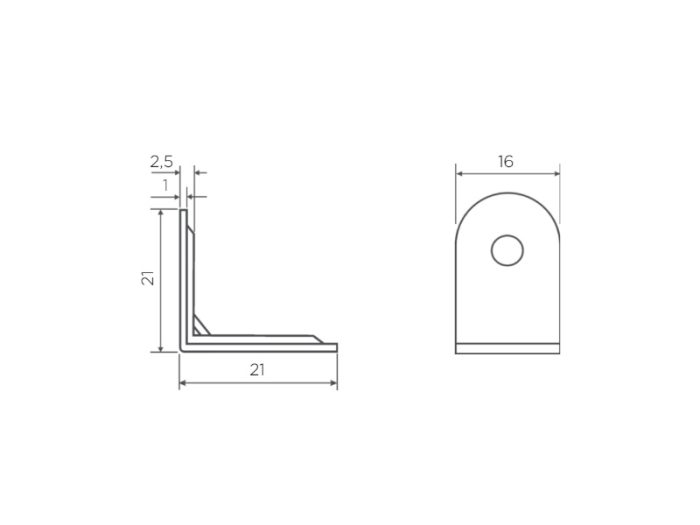 Pohištveni kotnik – 21x21x16 mm