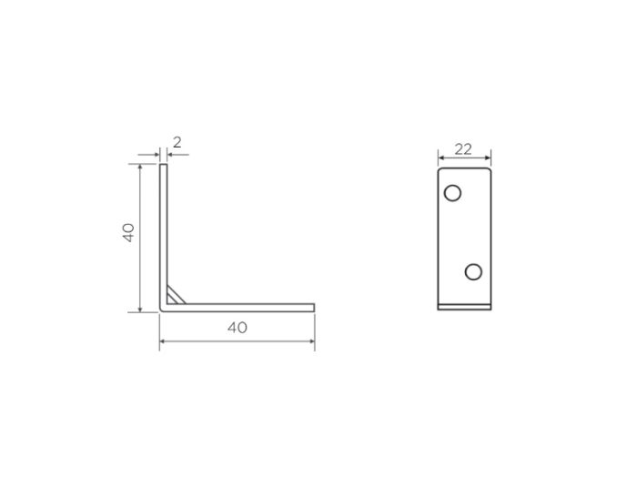 Pohištveni kotnik – 40x40x22 mm