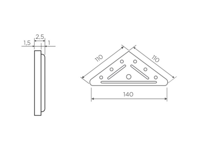 Nosilni trikotnik za omaro – 110×140 mm