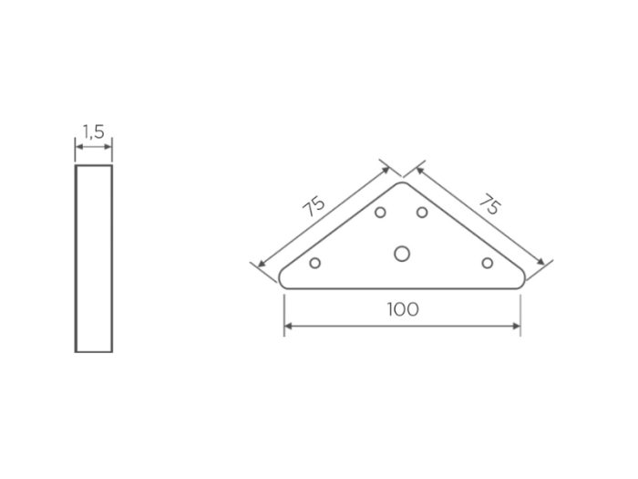 Nosilni trikotnik za omaro – 75×100 mm